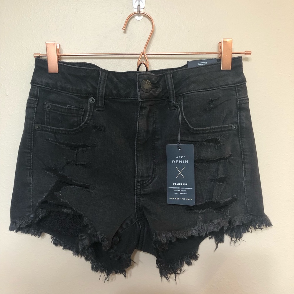 American Eagle Distressed Black Shorts